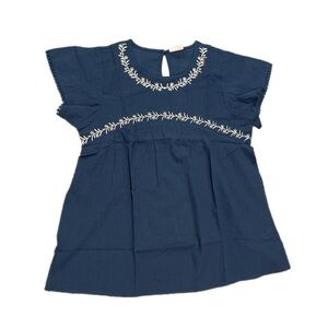 Embroidered Blue Women’s Top